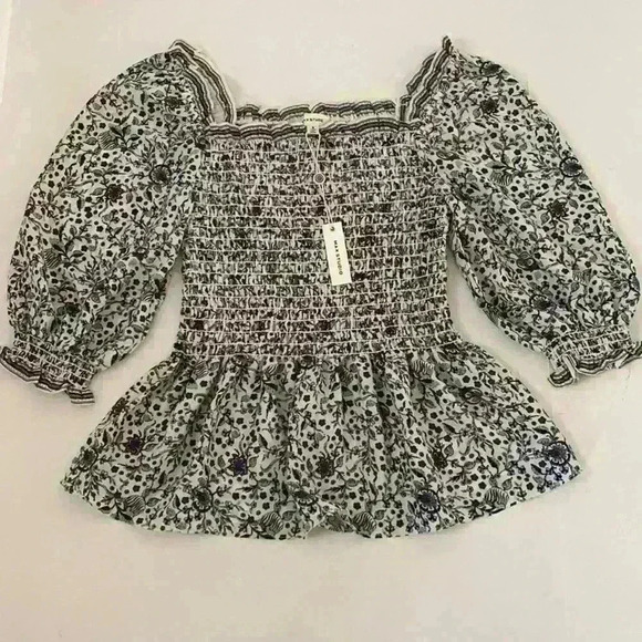 Max Studio smocked peasant blouse NWT size small - Picture 1 of 13